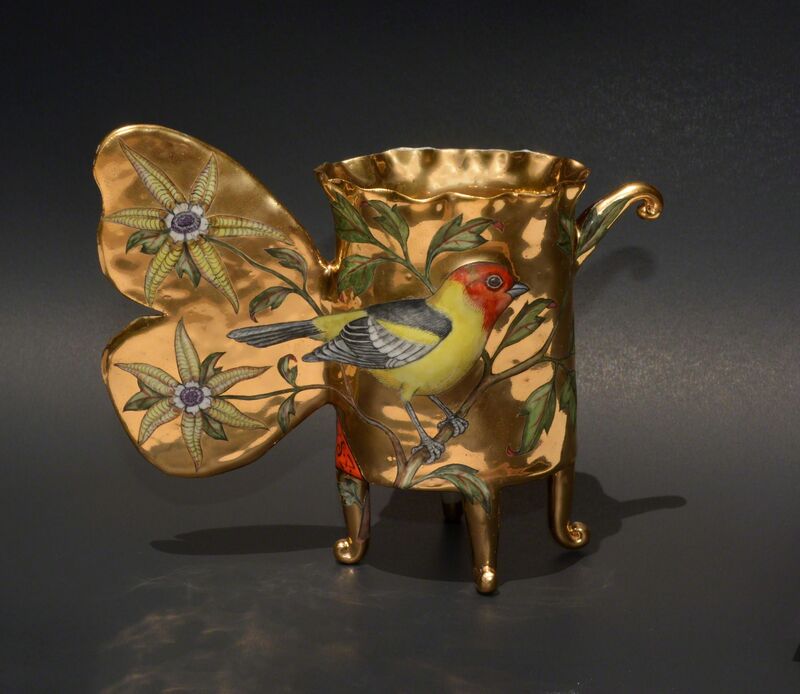 Irina S. Zaytceva, ‘Amphillia, Butterfly Cup’, 2018, Sculpture, Porcelain, over glaze painting, gold luster, Duane Reed Gallery