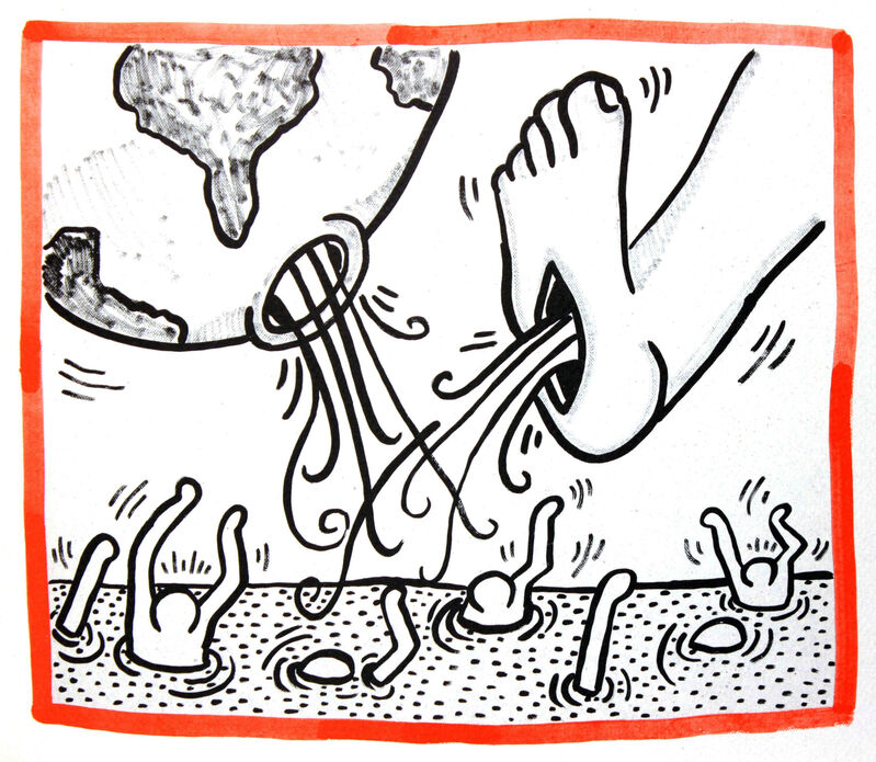 Keith Haring, ‘Keith Haring lithograph 1990 (Keith Haring Against All Odds)’, 1990, Print, Offset lithograph, Lot 180