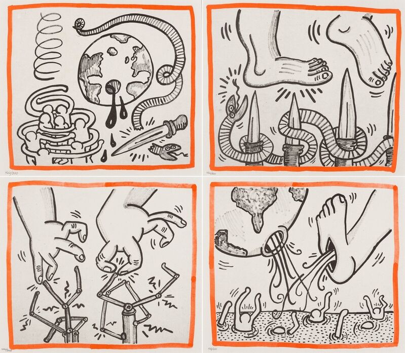 Keith Haring, ‘Against All Odds (four plates)’, 1990, Print, Four offset lithographs printed in colours, Forum Auctions
