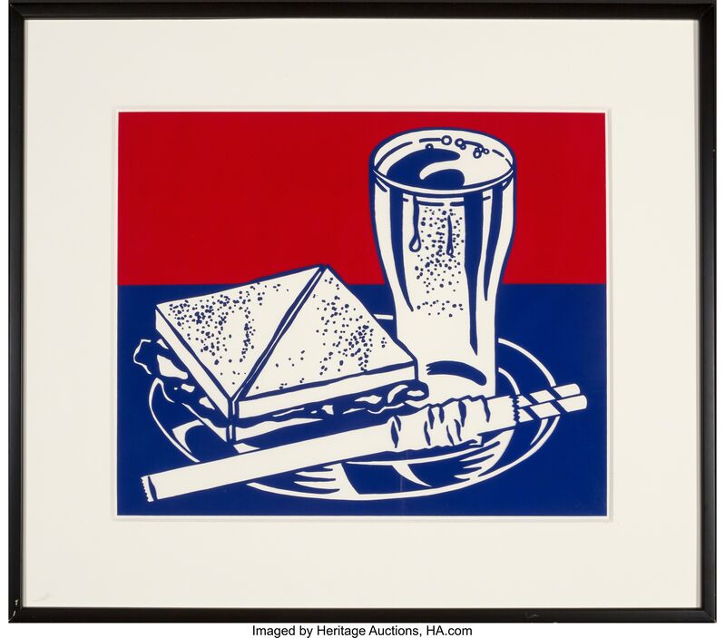 Roy Lichtenstein, ‘Sandwhich and Soda (from Ten Works by Ten Painters)’, 1964, Print, Screenprint in colors on clear mylar, Heritage Auctions