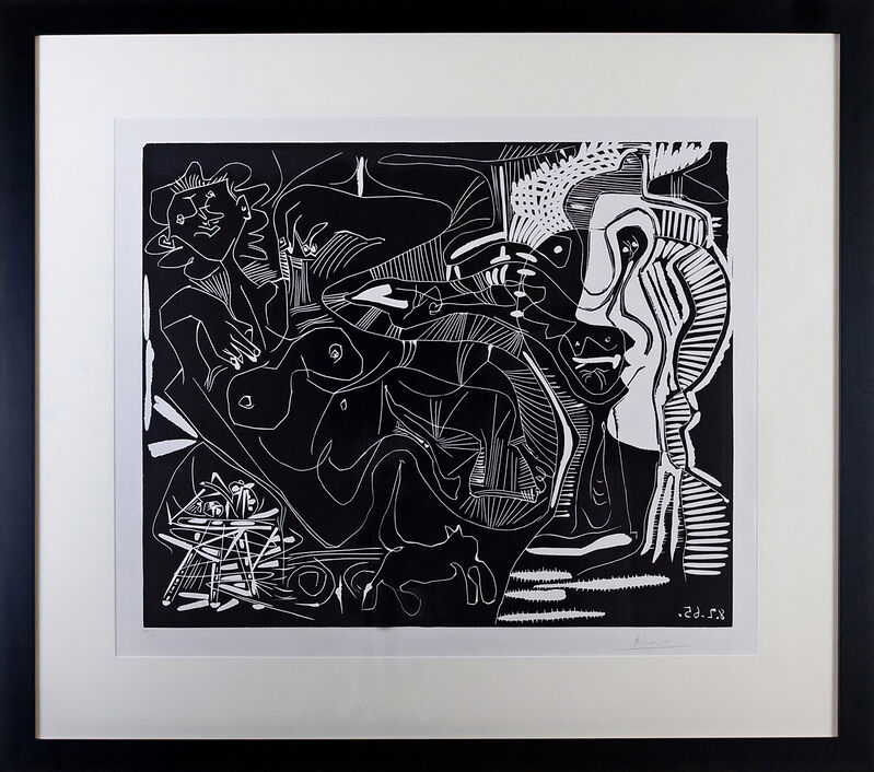 Pablo Picasso, ‘Le Thé: Deux Femmes Nues et une Chat (B. 1851)’, 1965, Print, Linocut, Vanessa Villegas Art Advisory