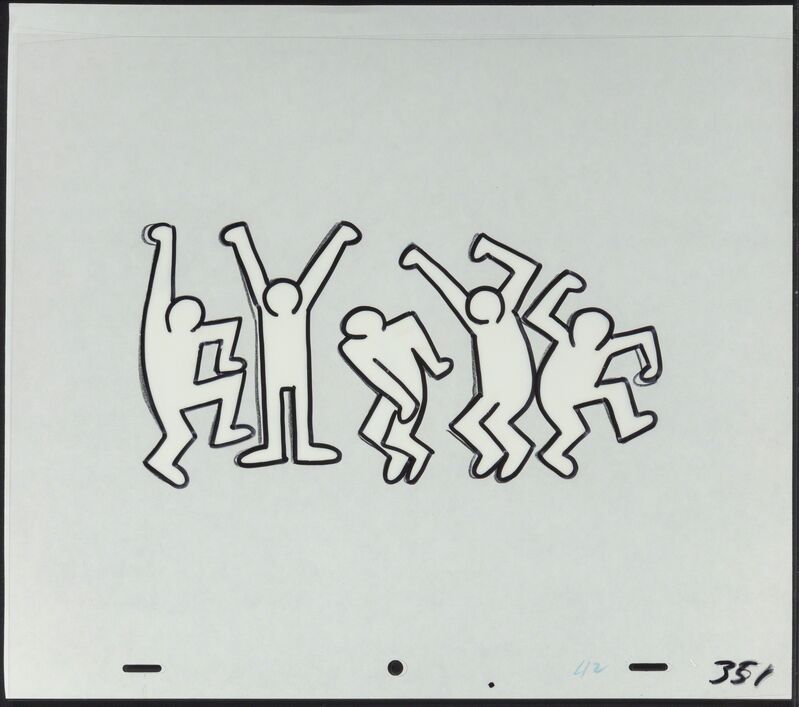Keith Haring, ‘Keith Haring Sesame Street Break-dancers Animation Cell’, 1987, Mixed Media, Marker on overhead sheet, Heritage Auctions