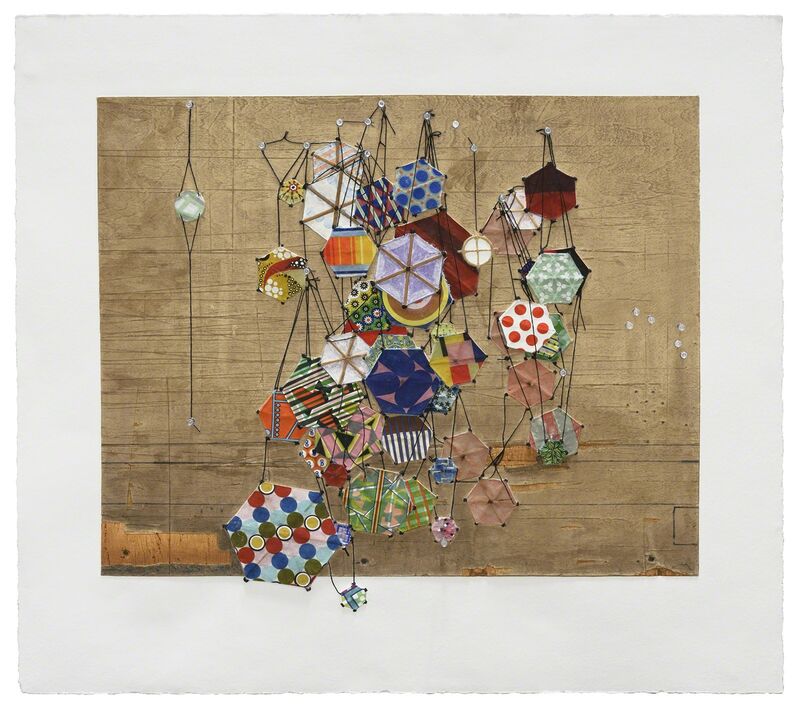 Jacob Hashimoto, ‘Tiny Rooms and Tender Promises’, 2016, Print, Handmade paper, archival pigment, and pushpins., Mixografia