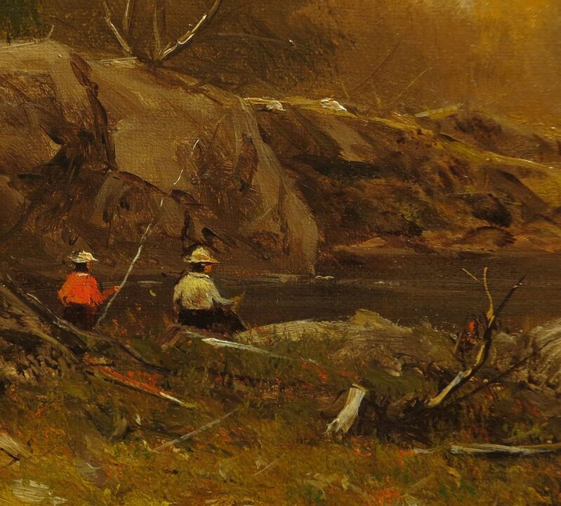 Charles Knapp, ‘Landscape with Fishermen’, 19th Century, Painting, Oil on canvas mounted to Masonite, Vose Galleries