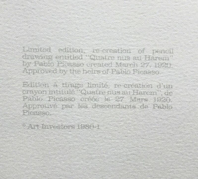 Pablo Picasso, ‘QUATRE NUS AU HAREM’, 1979-1982, Reproduction, LITHOGRAPH ON ARCHES PAPER, Gallery Art
