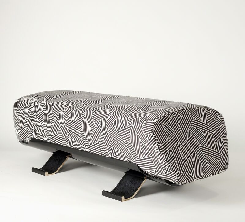Achille Salvagni, ‘Bench’, 2015, Design/Decorative Art, Black lacquer and patinated bronze base, upholstered in Dedar fabric, Maison Gerard