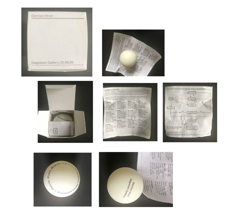Damien Hirst, ‘"Theories, Models, Methods, Approaches, Assumptions, Results and Findings", 2000, Gagosian NY,  Ping Pong Ball Invitation’, 2000, Ephemera or Merchandise, Screen print on ping pong ball, VINCE fine arts/ephemera
