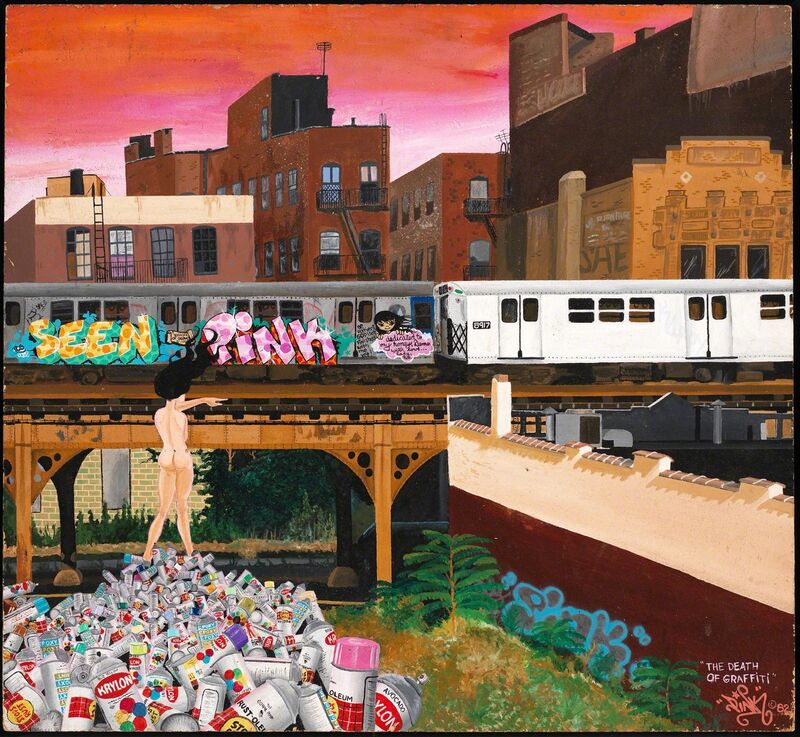 Lady Pink, ‘The Death of Graffiti’, 1982, Painting, Acrylic on Masonite, Indianapolis Museum of Art at Newfields