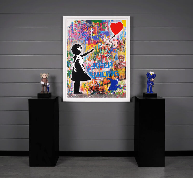 Mr. Brainwash, ‘'Balloon Girl' (Unique Painting)’, 2021, Painting, Acrylic, Stencil, Mixed Media Painting on Paper, Arton Contemporary