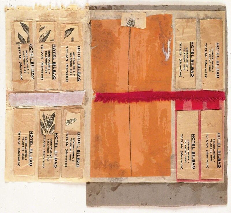 Robert Rauschenberg, ‘Untitled [Hotel Bilbao]’, ca. 1952, Collage: engravings, printed paper, paper, fabric, graphite, and glue on paper mounted on paperboard, Robert Rauschenberg Foundation
