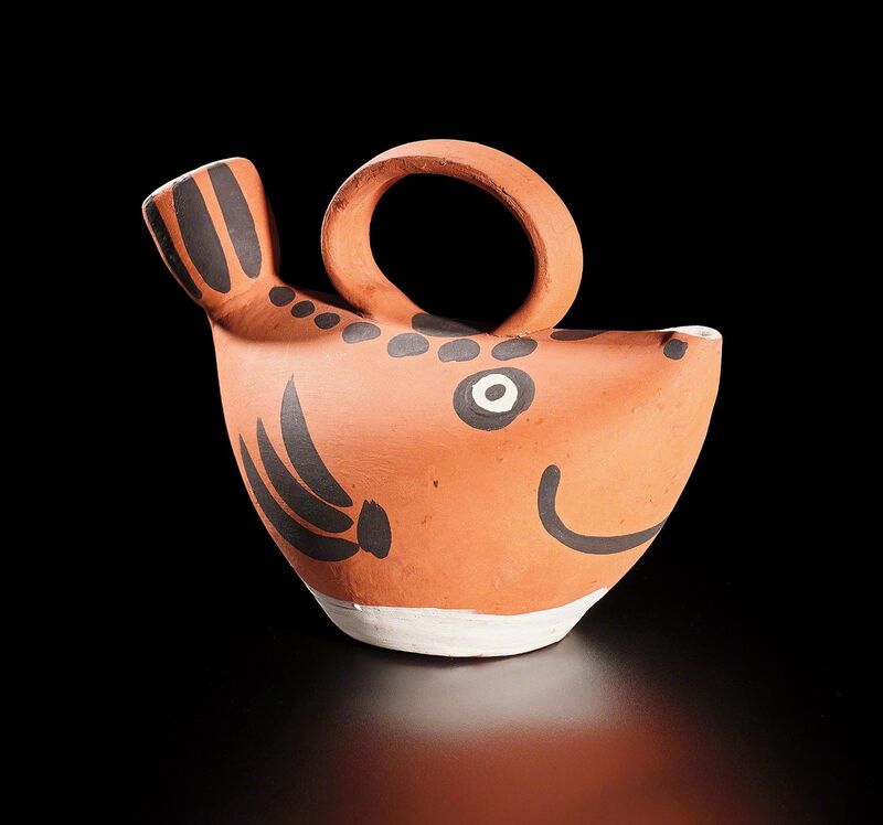Pablo Picasso, ‘Fish subject (Sujet poisson)’, 1952, Design/Decorative Art, Red earthenware turned pitcher painted in black and white., Phillips