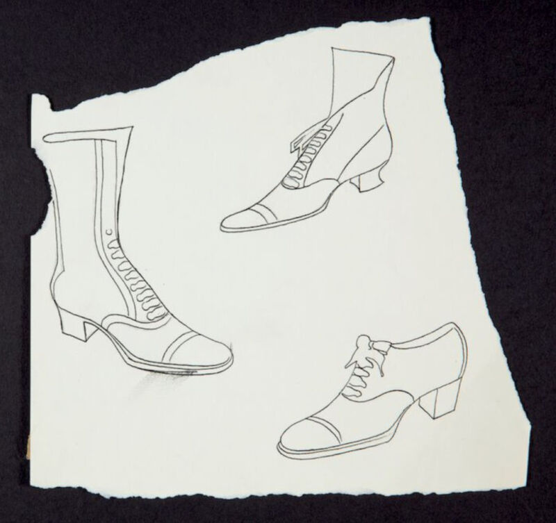 Andy Warhol, ‘Shoes’, ca. 1956, Drawing, Collage or other Work on Paper, Ink and graphite on paper, Hedges Projects