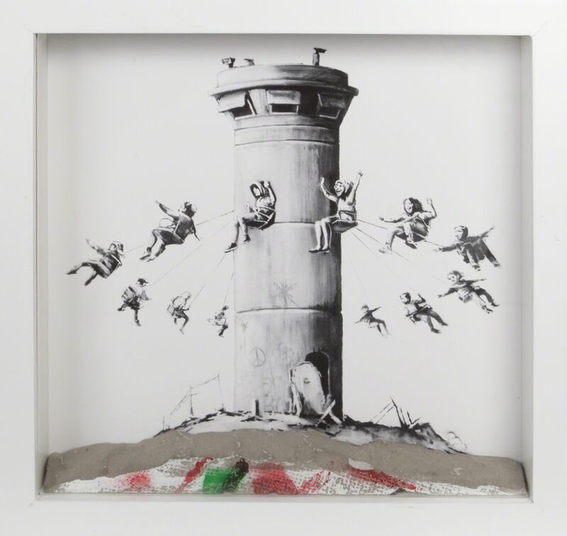 Banksy, ‘Walled - Off Hotel (box set)’, Mixed Media, Inkjet print housed in a shadowbox frame along with a graffitied remnant of the Israeli West Bank barrier wall, Julien's Auctions
