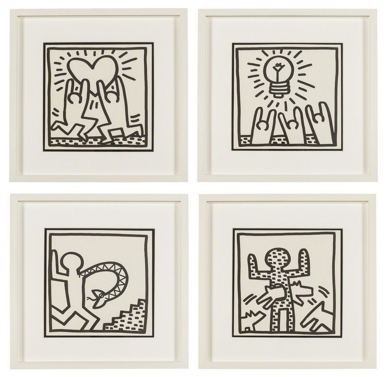 Keith Haring, ‘Untitled (Four Plates)’, 1982, Print, Four offset lithographs, Forum Auctions