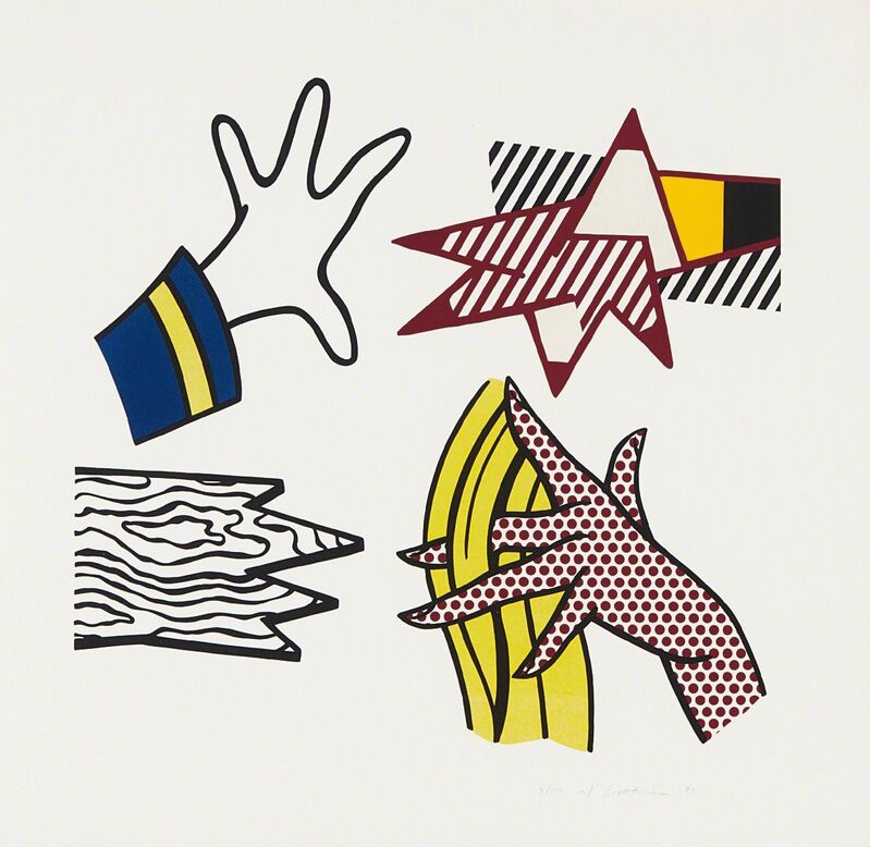Roy Lichtenstein, ‘Study of hands’, 1981, Print, Lithograph and screenprint in colors, on wove paper, with full margins, Phillips