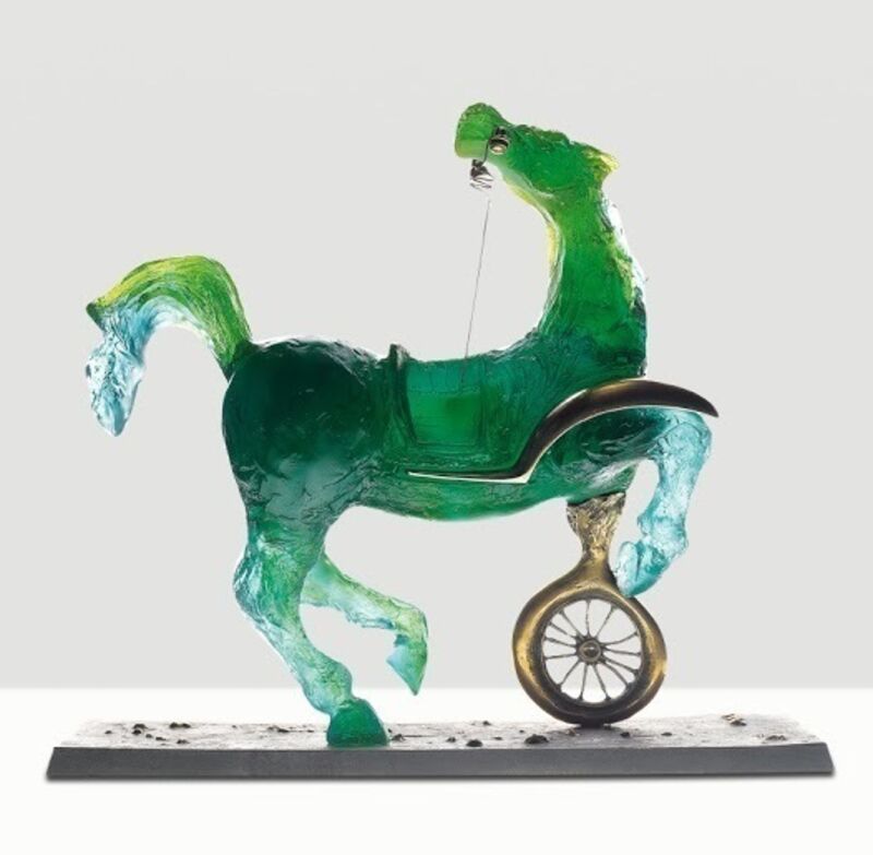 Salvador Dalí, ‘Debris of an Automobile Giving Birth to a Blind Horse Biting a Telephone’, 1988, Sculpture, Green glass paste and bronze, Dali Paris