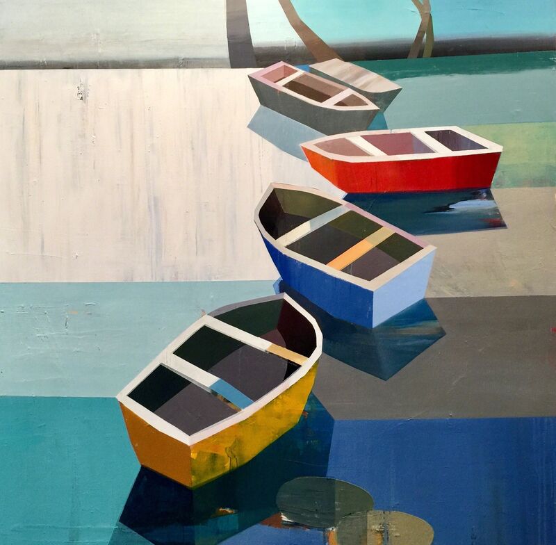 Siddharth Parasnis, ‘Boats in the Shallow Water #24’, 2018, Painting, Oil, J GO Gallery