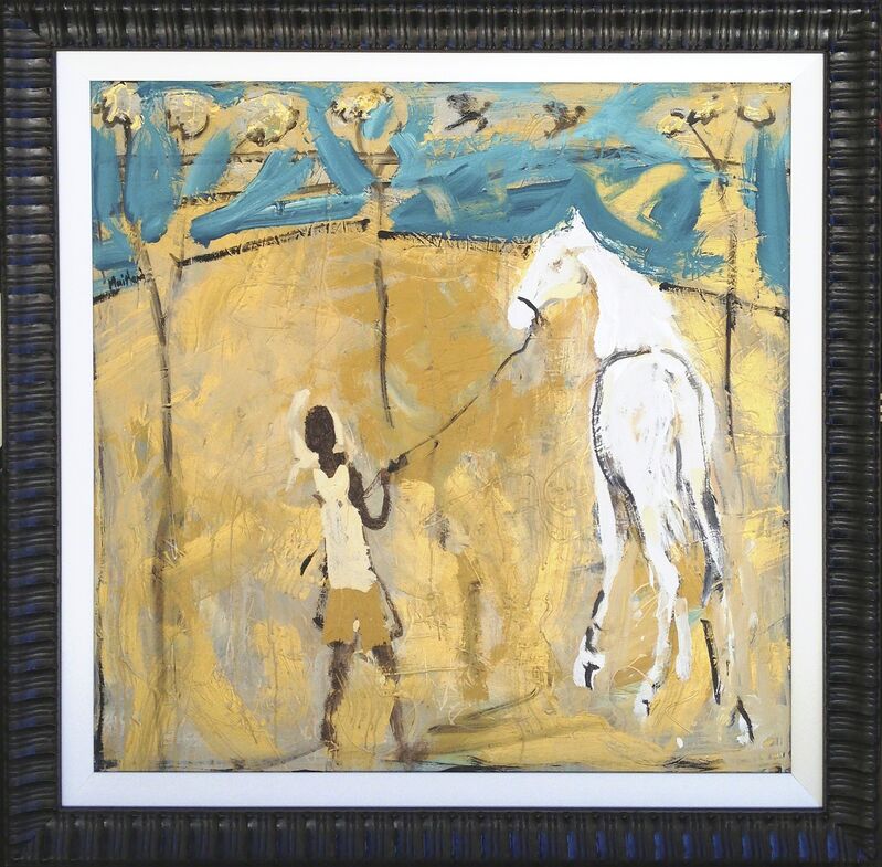 John Maitland, ‘Boy with white horse and turquoise sky’, 2013, Painting, Mixed Media on Canvas, Wentworth Galleries