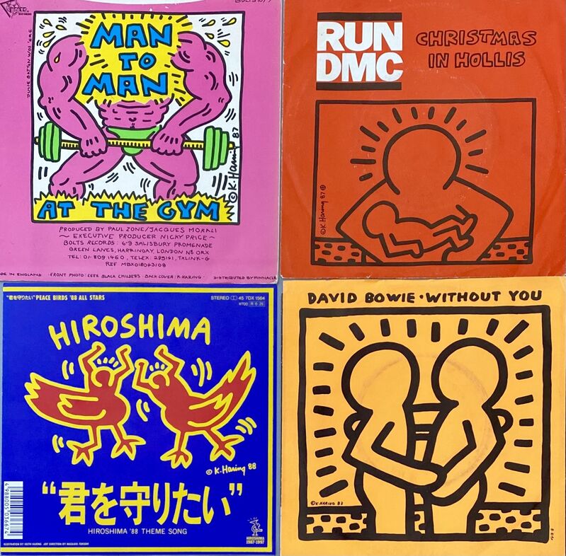 Keith Haring, ‘Keith Haring Record Art: set of 4 (Keith Haring album cover art)  1983-1987’, 1983-1987 , Ephemera or Merchandise, Offset lithographs on vinyl album covers, Lot 180
