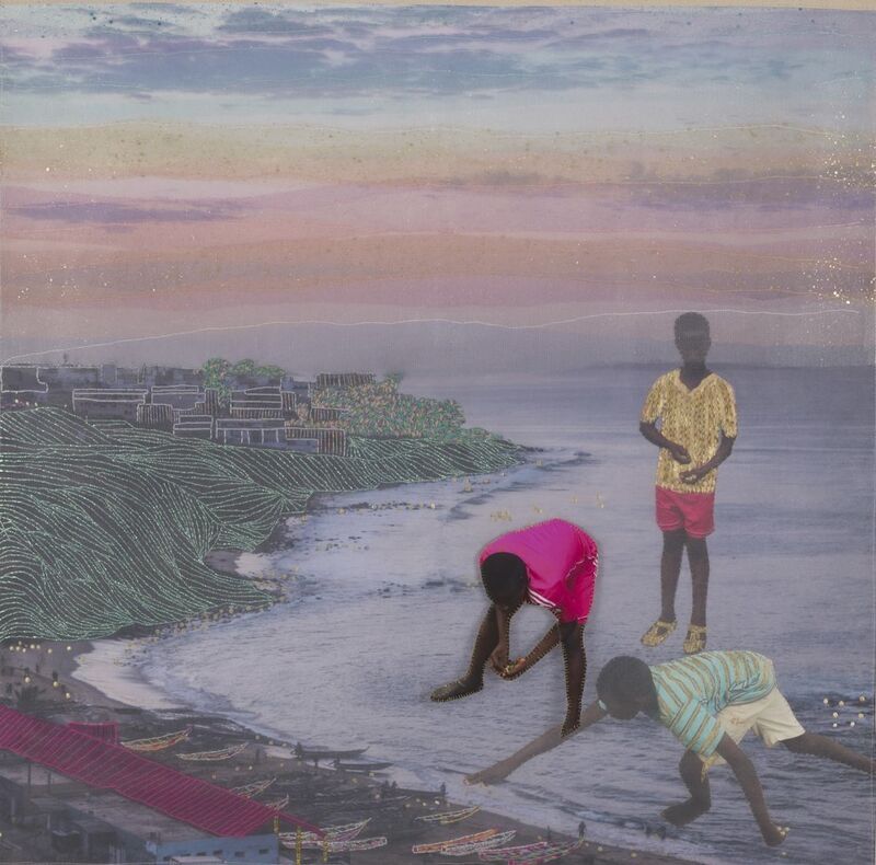 Joana Choumali, ‘EVERY DAY IS ENOUGH, Series Alba'hian’, 2020, Mixed Media, Mixed media, embroidery and collage manual on digital photo printing on cotton canvas embroidery on chiffon and tulle over cotton., Gallery 1957