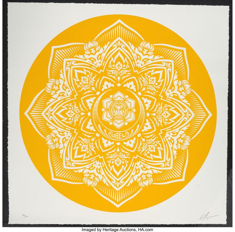 Shepard Fairey, ‘Yellow Mandala’, 2018, Print, Screenprint in colors on paper, Heritage Auctions