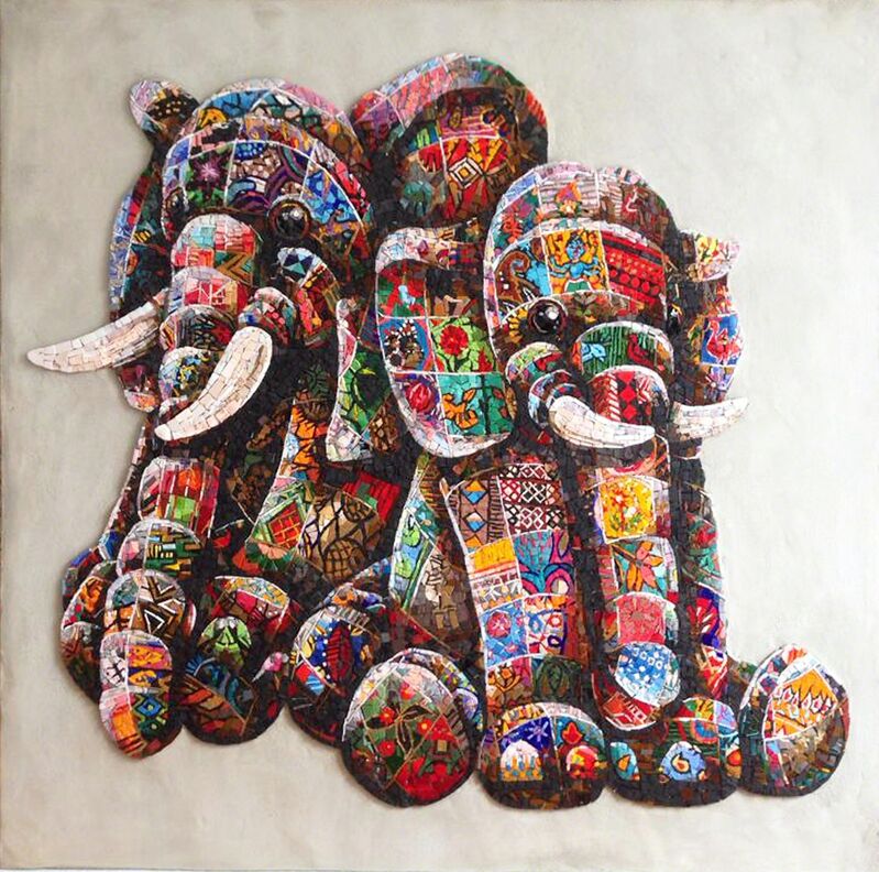 Louis Masai, ‘Elephunkt in the wild’, 2019, Sculpture, Hand-made mosaic - glass venetian enamels, vitreous, black marble and ceramic tiles, NextStreet Gallery