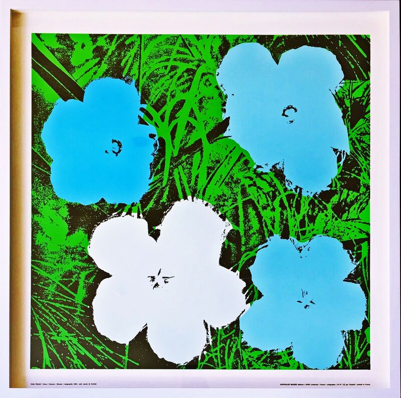 Andy Warhol, ‘Flowers (Blue) - Framed’, 1970, Posters, Silkscreen on Canson Watercolor paper with linen canvas backing. Unframed., Alpha 137 Gallery