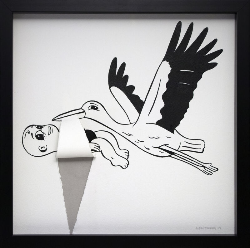 HuskMitNavn, ‘The Stork ’, 2019, Painting, Acrylic on paper, V1 Gallery