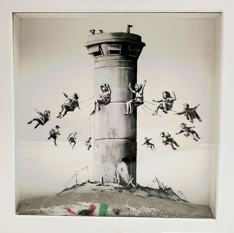 Banksy, ‘Walled Off Hotel - Box Set’, 2017, Sculpture, Art print housed in a locally sourced frame from Bethlehem with a chunk of concrete, Lougher Contemporary Gallery Auction