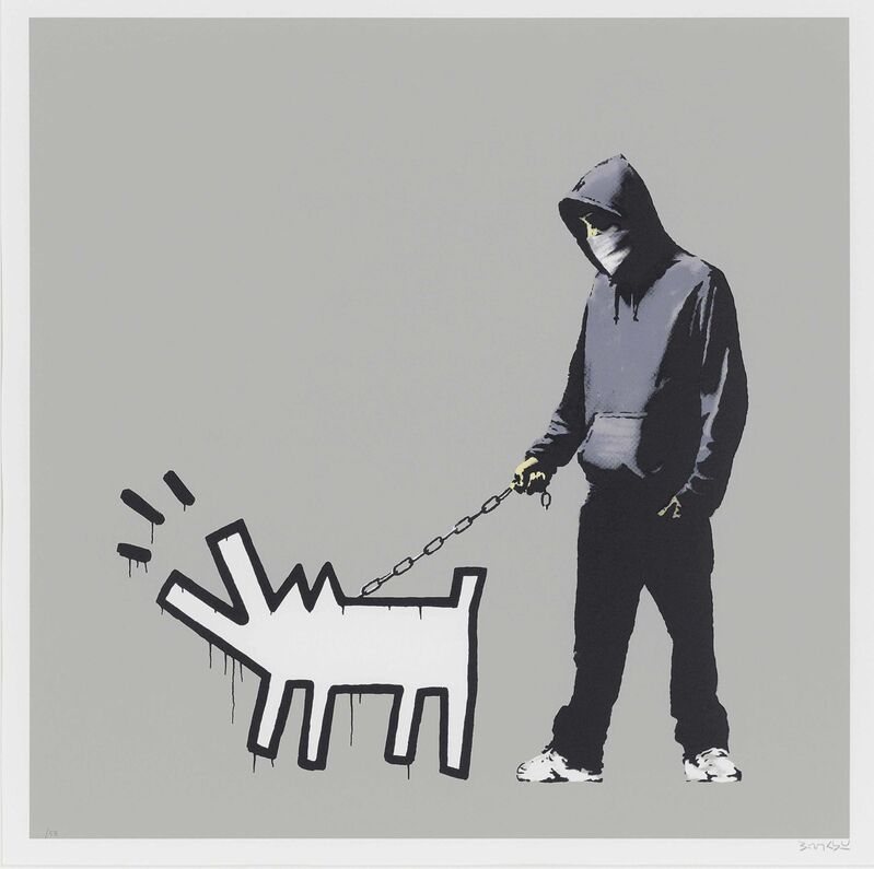 Banksy, ‘Choose Your Weapon (Warm 'Queue Jumper' Grey)’, 2010, Print, Screen print on paper, Hang-Up Gallery