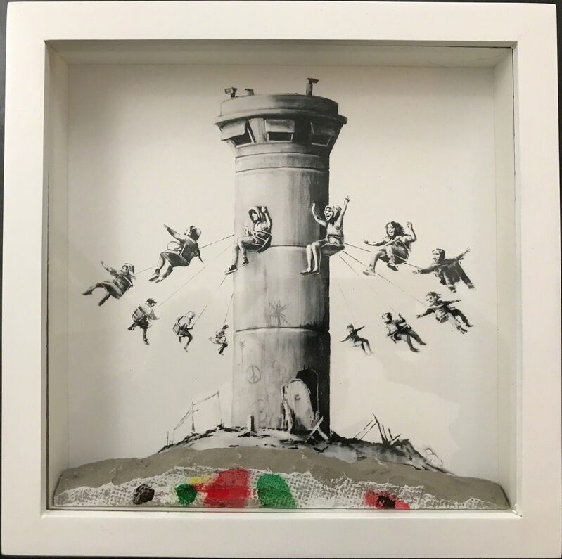 Banksy, ‘Walled Off Hotel Box Set ’, 2018, Ephemera or Merchandise, Box Framed With Different Colored Rocks At The Bottom Of the Frame Making Each One Unique., New Union Gallery