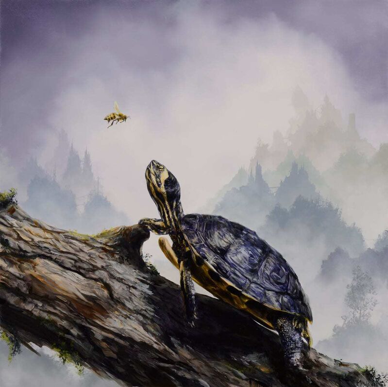 Brian Mashburn, ‘Box Turtle and Honeybee’, 2021, Painting, Oil on panel, Haven Gallery