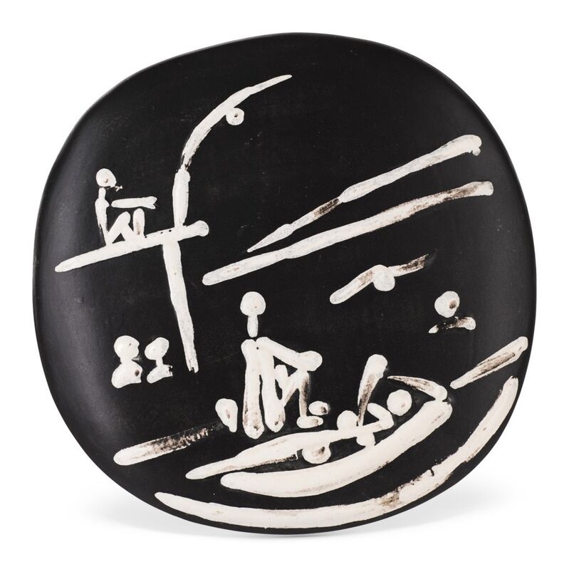 Pablo Picasso, ‘Pablo Picasso Madoura Ceramic Bowl, 'Scéne de Plage,' Ramié 391’, 1956, Design/Decorative Art, Ceramic, Earthenware, Hirth Fine Art