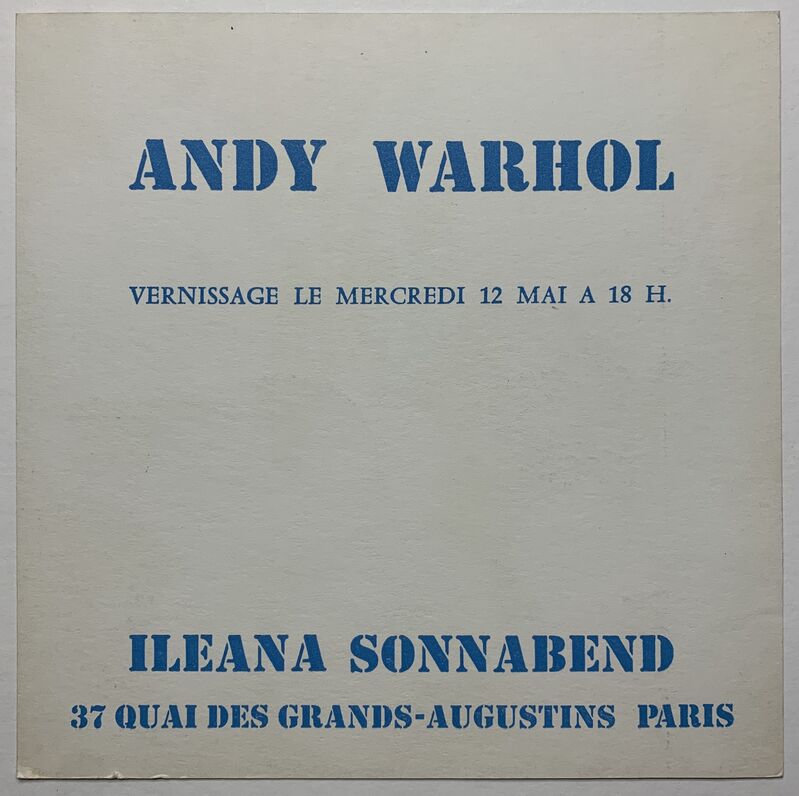 Andy Warhol, ‘'Andy Warhol' (Ileana Sonnabend Gallery Exhibition pamphlet + INVITATION)’, 1965, Ephemera or Merchandise, Offset lithograph, text, card, Artificial Gallery