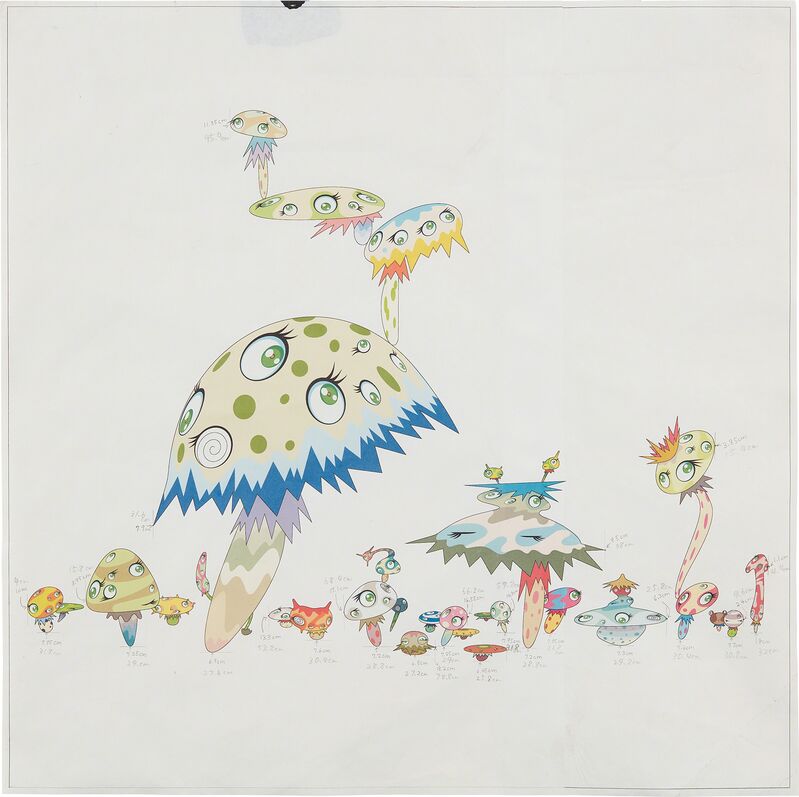 Takashi Murakami, ‘Three Works: (i - iii) Champagne Super Nova’, 2000, Drawing, Collage or other Work on Paper, (i,ii) inkjet, pen and tape on paper, (iii) pencil on paper, Phillips