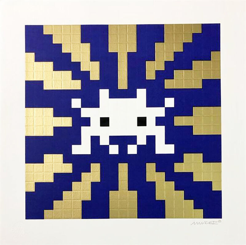 Invader, ‘Sunset (Gold & Blue)’, 2018, Print, Silkscreen on paper with embossing, Taglialatella Galleries