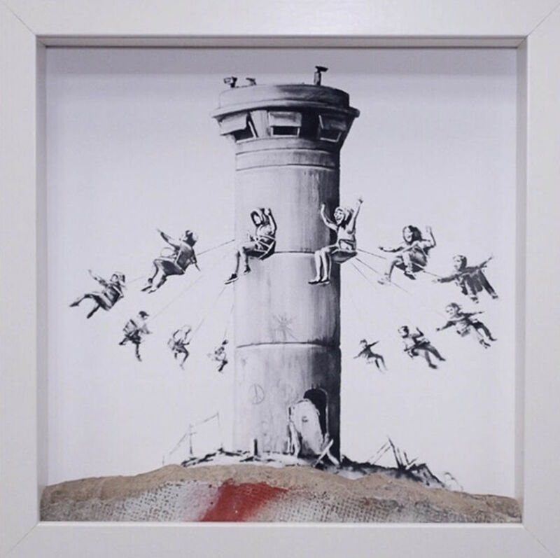 Banksy, ‘Walled Off Hotel - Box Set’, 2017, Sculpture, Print with unique painted concrete base hand-painted by local artists. Housed in a custom made white box frame as intended by the artist, Lougher Contemporary Gallery Auction