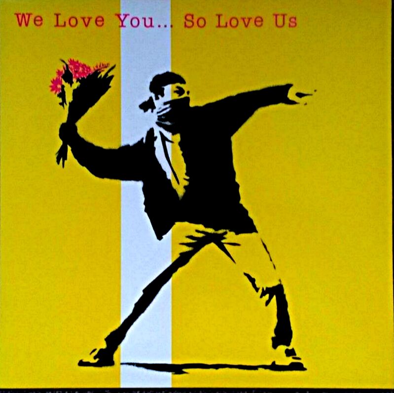 Banksy, ‘We Love You So Love Us LP’, 2000, Mixed Media, Two-sided silkscreen on album jacket, complete with original vinyl LP inside, Alpha 137 Gallery Gallery Auction