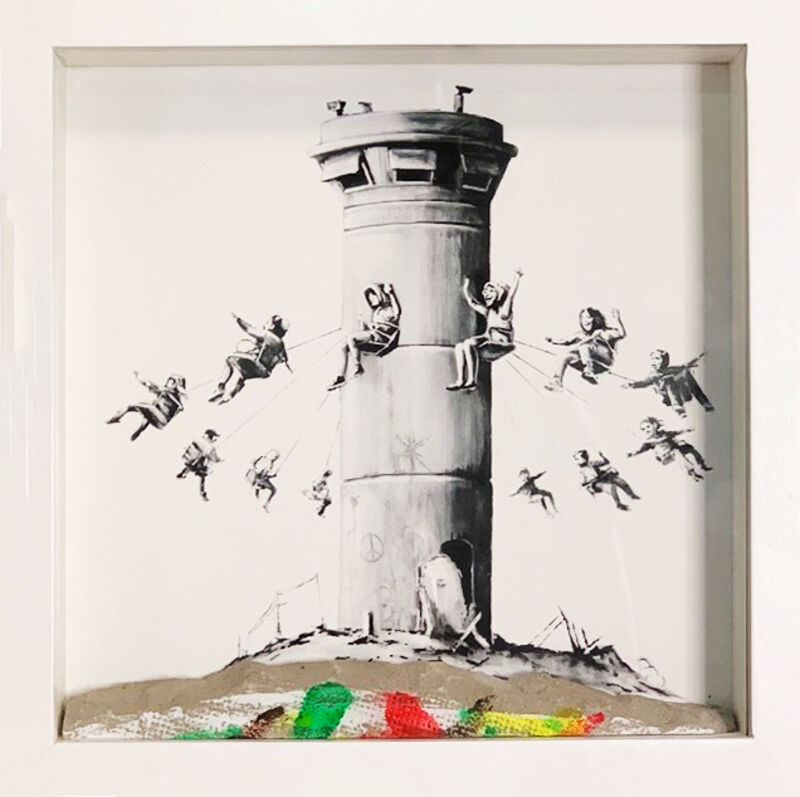 Banksy, ‘Walled Off Hotel Box Set’, 2017, Mixed Media, Art print housed in a locally sourced frame from Bethlehem with a chunk of concrete, Lougher Contemporary Gallery Auction