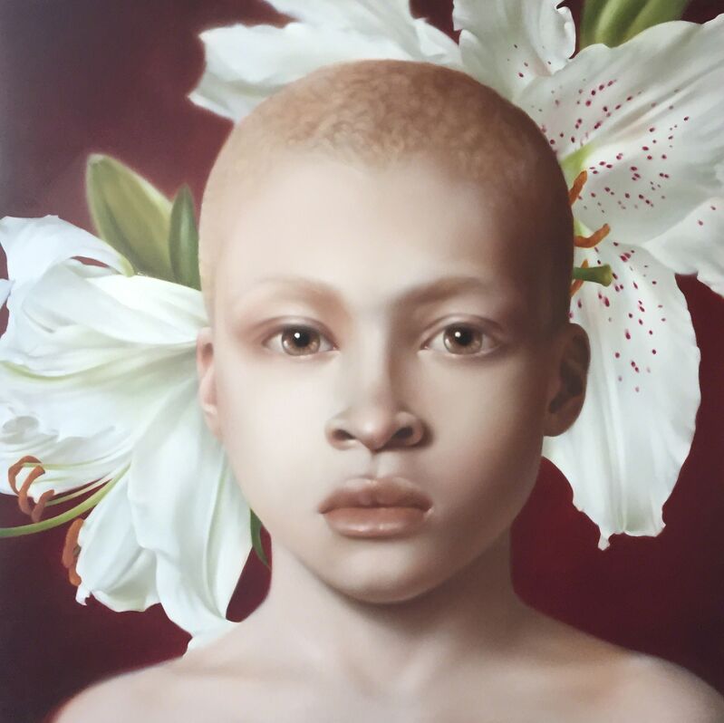 David Michael Smith, ‘Boy and Lillies’, 2014, Painting, Oil on panel, Tangent Contemporary Art