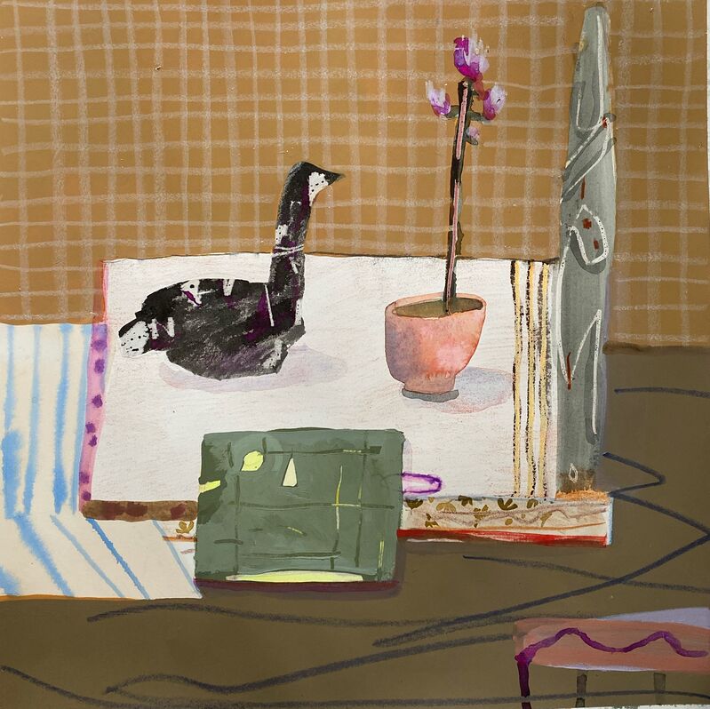 Erika Wastrom, ‘Still life with Paper Goose’, 2020, Drawing, Collage or other Work on Paper, Mixed media on paper, Gaa Gallery