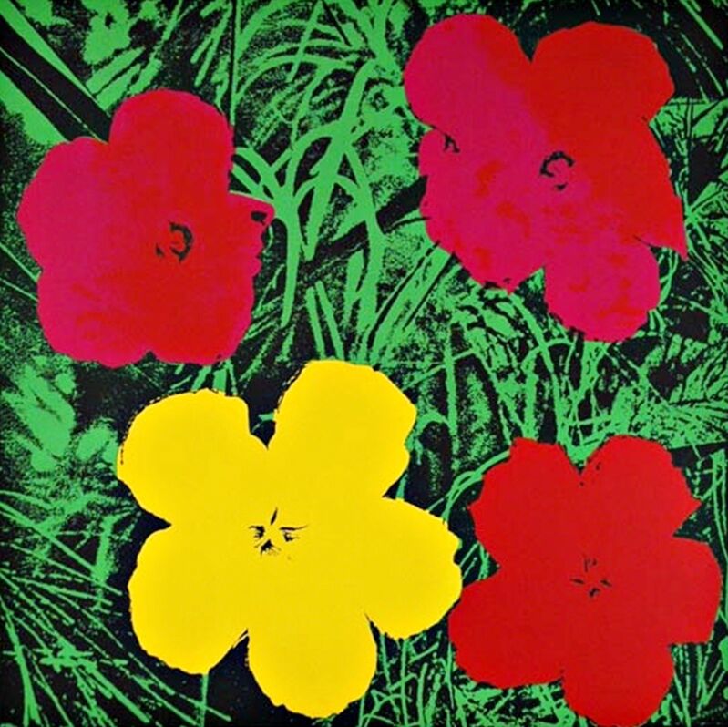 Andy Warhol, ‘Flowers (Red & Yellow)’, 1970, Print, Silkscreen poster on linen canvas backing. Unframed., Alpha 137 Gallery