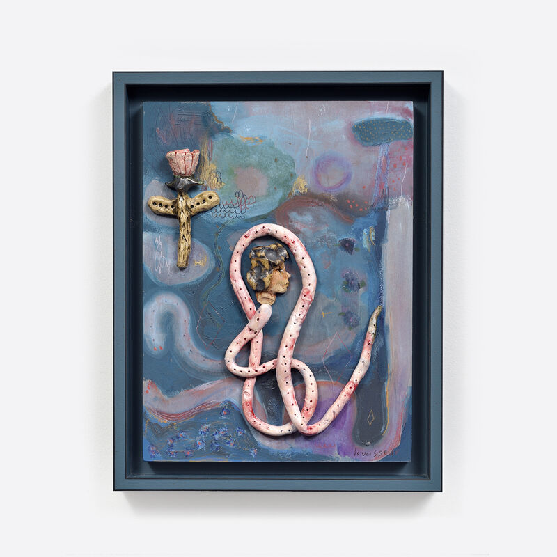 Alexandra Levasseur, ‘The Serpent Shows The Way To Hidden Things’, 2020, Mixed Media, Gouache, oil painting, grease pencil and enamelled stoneware on wood, Galerie C.O.A