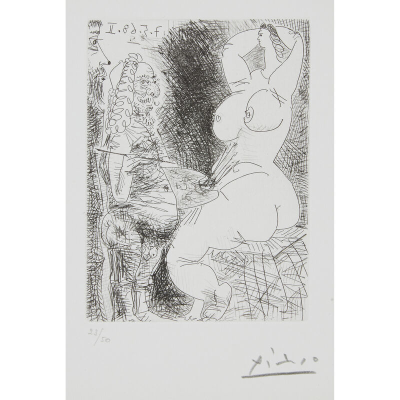 Pablo Picasso, ‘Vieux Peintre, Modèle et Spectateur,  from La Série 347’, Print, Etching on BFK Rives, Freeman's