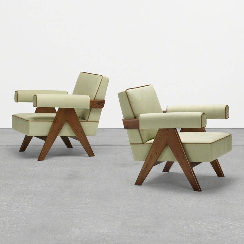 Pierre Jeanneret, ‘lounge chairs from Chandigarh, pair’, c. 1958-59, Design/Decorative Art, Upholstery, teak, Rago/Wright/LAMA
