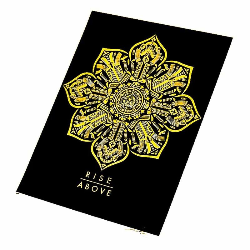 Shepard Fairey, ‘RISE ABOVE’, 2015, Print, Screenprint in Black and Gold colors on Cream Speckle Paper, Silverback Gallery
