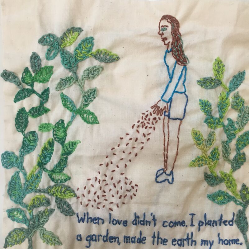 Iviva Olenick, ‘Planted a garden’, 2020, Mixed Media, Embroidery on fabric, Muriel Guépin Gallery