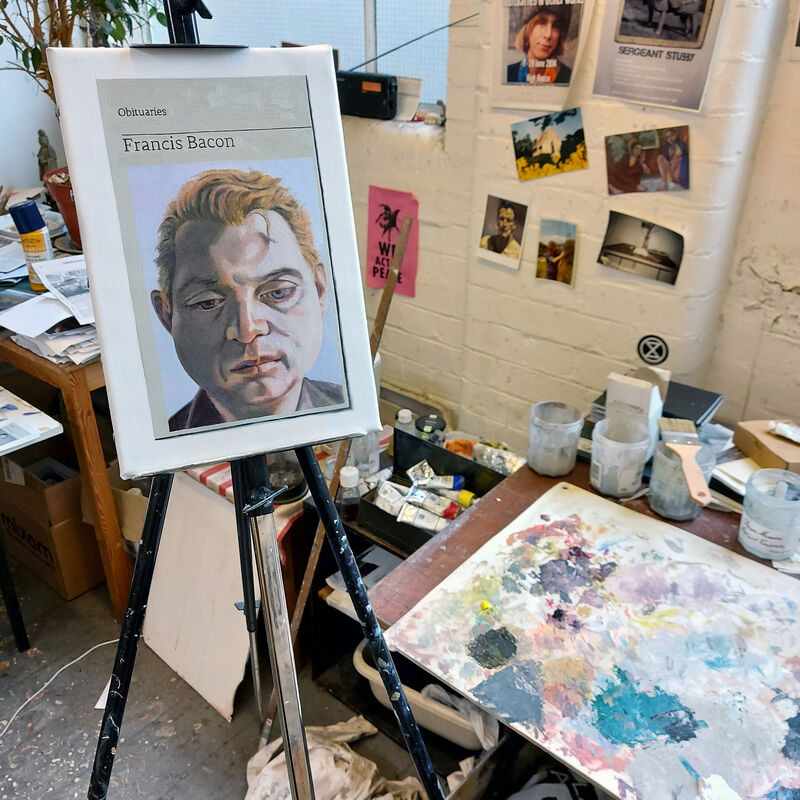 Hugh Mendes, ‘Obituary: Francis Bacon’, 2021, Painting, Oil on linen, Charlie Smith London