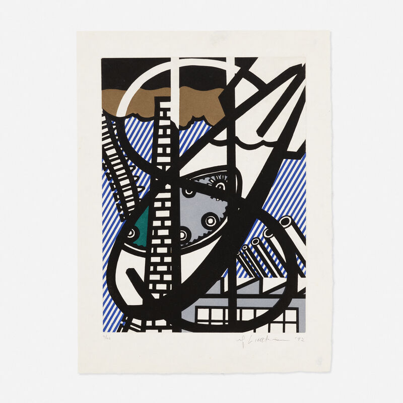 Roy Lichtenstein, ‘Une Fenêtre Ouverte sur Chicago from La Nouvelle Chute de l'Amerique’, 1992, Print, Etching and aquatint on Japanese nacré paper, Rago/Wright/LAMA