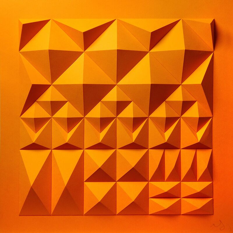 Matt Shlian, ‘As Long As You Are Here (Orange Backing)’, 2019, Drawing, Collage or other Work on Paper, Paper, Duran Mashaal